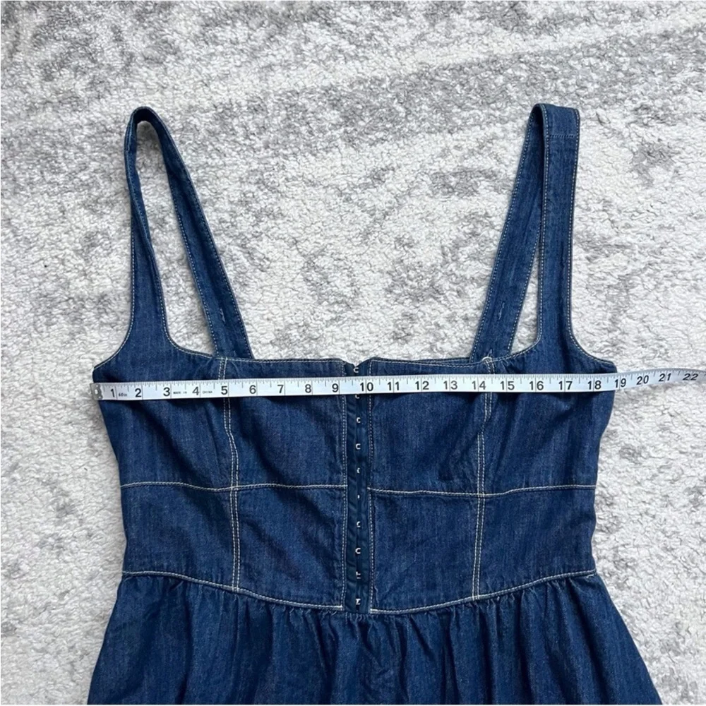 Reformation Tagliatelle Denim Midi Dress Ellis Wash Western Preppy Coastal 12 - Picture 8 of 10